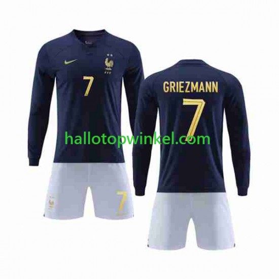 Frankrijk Voetbalshirt Griezmann 7 Kleuters/Kids Thuis Tenue WK 2022 Lange Mouw