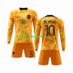 Nederland Voetbalshirt Memphis 10 Kleuters/Kids Thuis Tenue WK 2022 Lange Mouw