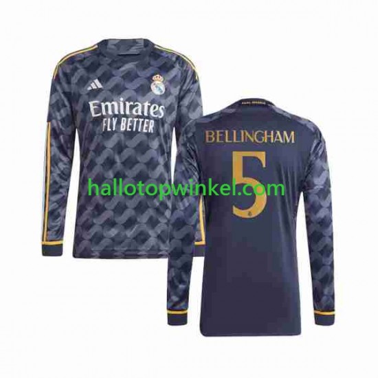 Real Madrid Voetbalshirt Jude Bellingham 5 Heren Uit Tenue 2023-2024 Lange Mouw