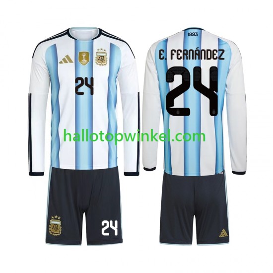 Argentinië Voetbalshirt Enzo Fernandez 24 Kleuters/Kids Thuis Tenue WK 2026 Lange Mouw