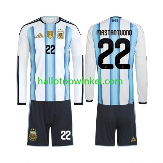 Argentinië Voetbalshirt Franco Mastantuono 22 Kleuters/Kids Thuis Tenue WK 2026 Lange Mouw