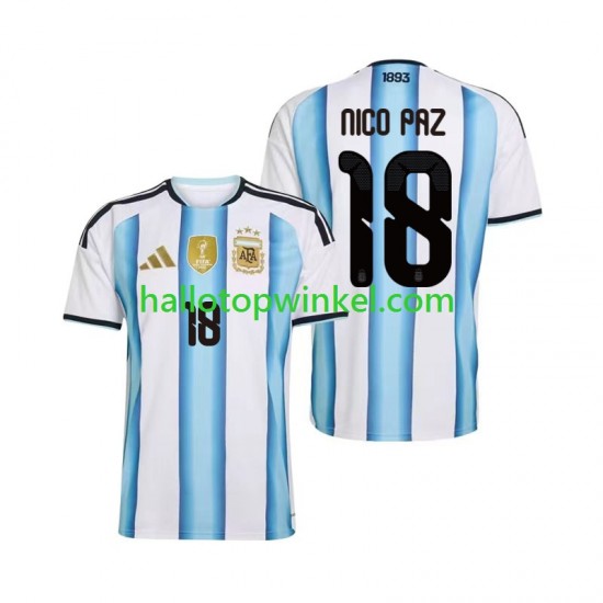 Argentinië Voetbalshirt Nico Paz 18 Heren Thuis Tenue WK 2026 Korte Mouw