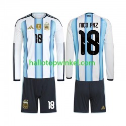 Argentinië Voetbalshirt Nico Paz 18 Kleuters/Kids Thuis Tenue WK 2026 Lange Mouw