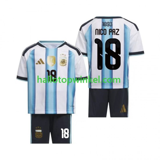 Argentinië Voetbalshirt Nico Paz 18 Kleuters/Kids Thuis Tenue WK 2026 Korte Mouw