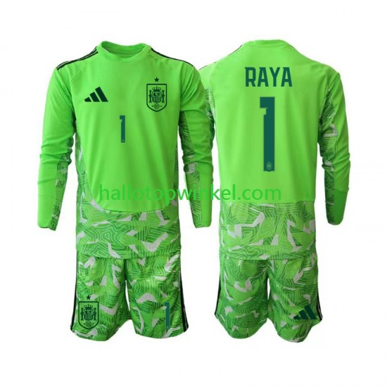Spanje Voetbalshirt David Raya 1 6th Green color Doelman Kleuters/Kids WK 2026 Lange Mouw