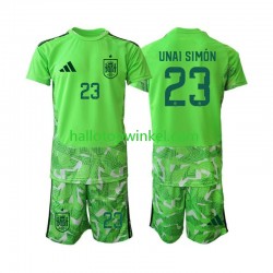 Spanje Voetbalshirt Unai Simon 23 6th Green color Doelman Kleuters/Kids WK 2026 Korte Mouw