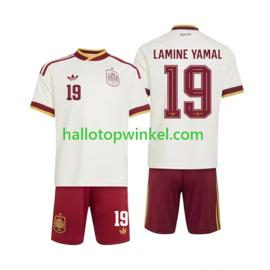 Spanje Voetbalshirt Lamine Yamal 19 Kleuters/Kids Uit Tenue WK 2026 Korte Mouw