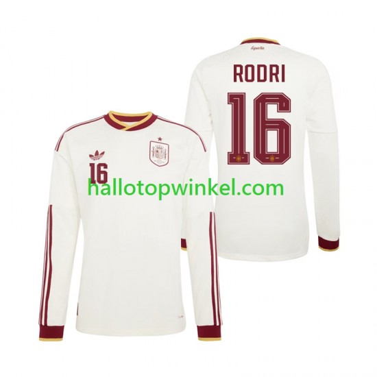 Spanje Voetbalshirt Rodri 16 Heren Uit Tenue WK 2026 Lange Mouw