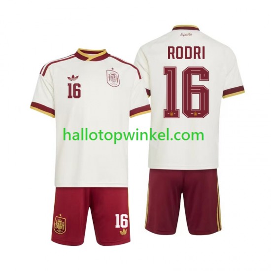 Spanje Voetbalshirt Rodri 16 Kleuters/Kids Uit Tenue WK 2026 Korte Mouw