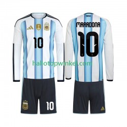 Argentinië Voetbalshirt Maradona 10 Kleuters/Kids Thuis Tenue WK 2026 Lange Mouw
