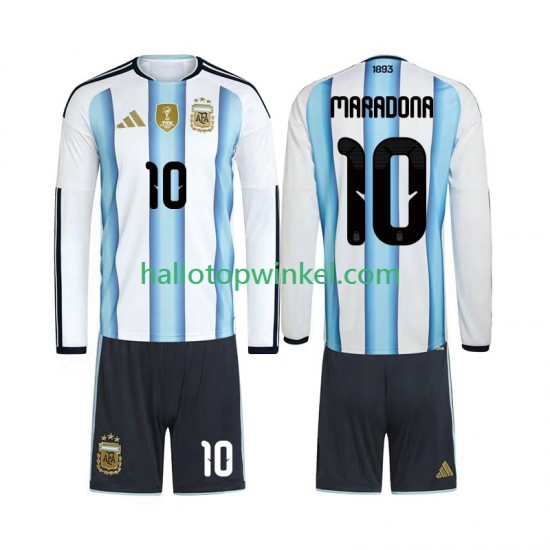 Argentinië Voetbalshirt Maradona 10 Kleuters/Kids Thuis Tenue WK 2026 Lange Mouw