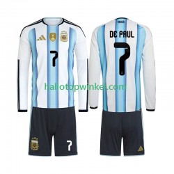 Argentinië Voetbalshirt Rodrigo De Paul 7 Kleuters/Kids Thuis Tenue WK 2026 Lange Mouw