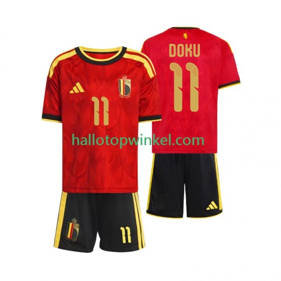 België Voetbalshirt Jeremy Doku 11 Kleuters/Kids Thuis Tenue WK 2026 Korte Mouw
