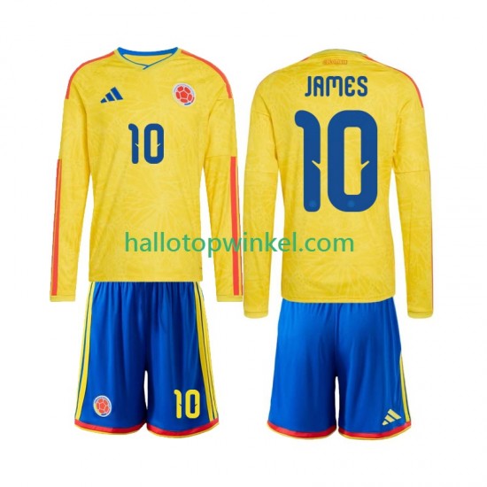 Colombia Voetbalshirt James Rodriguez 10 Kleuters/Kids Thuis Tenue WK 2026 Lange Mouw