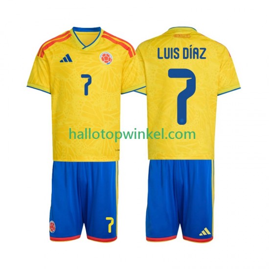 Colombia Voetbalshirt Luis Diaz 7 Kleuters/Kids Thuis Tenue WK 2026 Korte Mouw