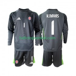 Costa Rica Voetbalshirt Keylor Navas 1 Doelman Kleuters/Kids Uit Tenue 2025 Lange Mouw