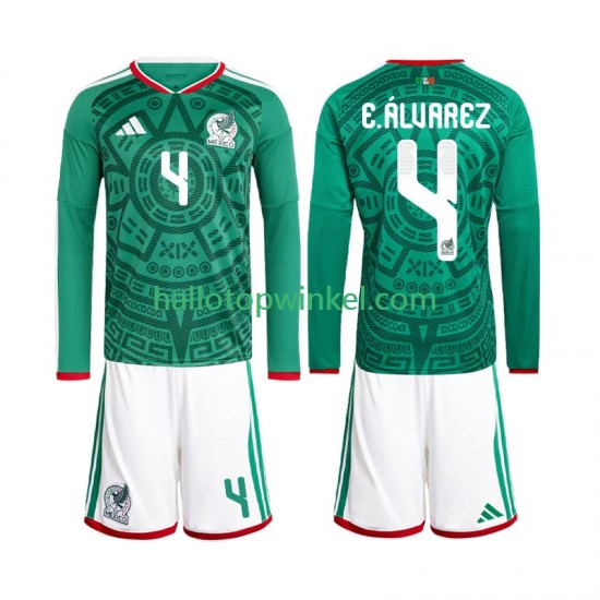 Mexico Voetbalshirt Edson Alvarez 4 Kleuters/Kids Thuis Tenue WK 2026 Lange Mouw