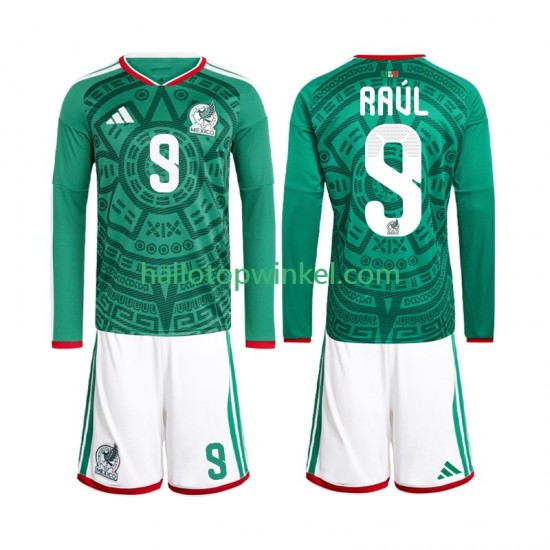 Mexico Voetbalshirt Raul Jimenez 9 Kleuters/Kids Thuis Tenue WK 2026 Lange Mouw