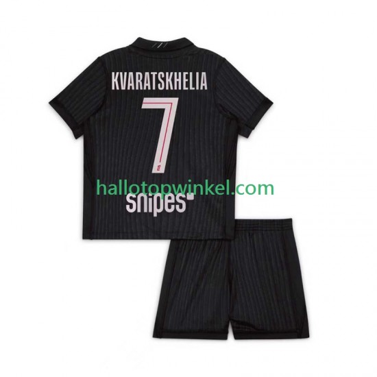Paris Saint-Germain Voetbalshirt Khvicha Kvaratskhelia 7 Kleuters/Kids Vierde Tenue 2025-2026 Korte Mouw