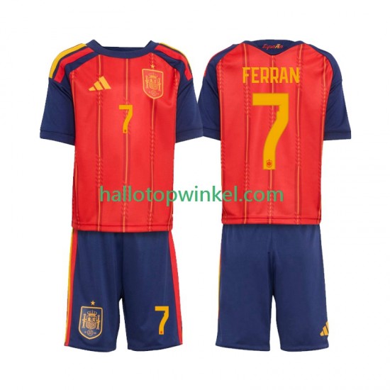 Spanje Voetbalshirt Ferran Torres 7 Kleuters/Kids Thuis Tenue WK 2026 Korte Mouw