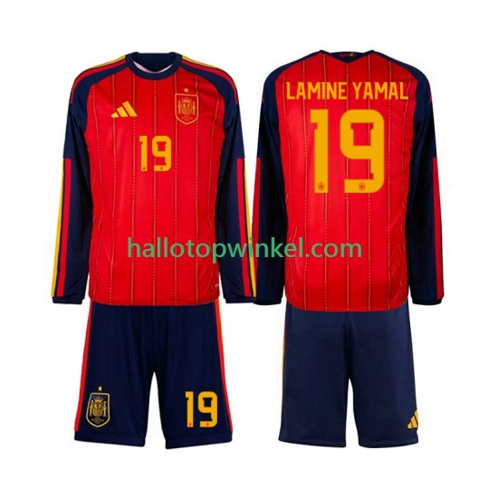 Spanje Voetbalshirt Lamine Yamal 19 Kleuters/Kids Thuis Tenue WK 2026 Lange Mouw