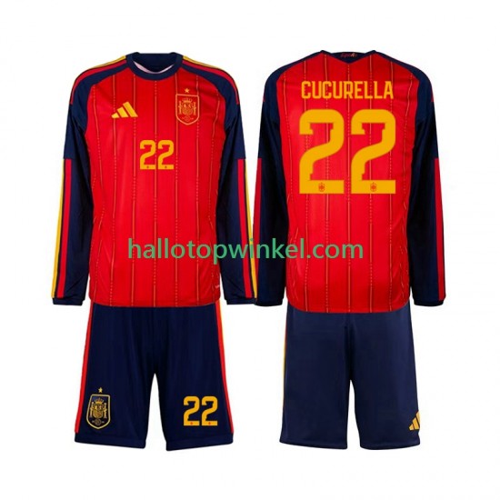 Spanje Voetbalshirt Marc Cucurella 22 Kleuters/Kids Thuis Tenue WK 2026 Lange Mouw