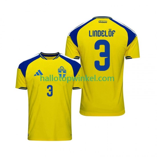 Zweden Voetbalshirt Victor Lindelof 3 Heren Thuis Tenue 2026 Korte Mouw