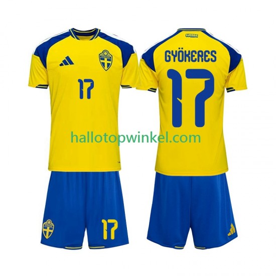 Zweden Voetbalshirt Viktor Gyokeres 17 Kleuters/Kids Thuis Tenue 2026 Korte Mouw