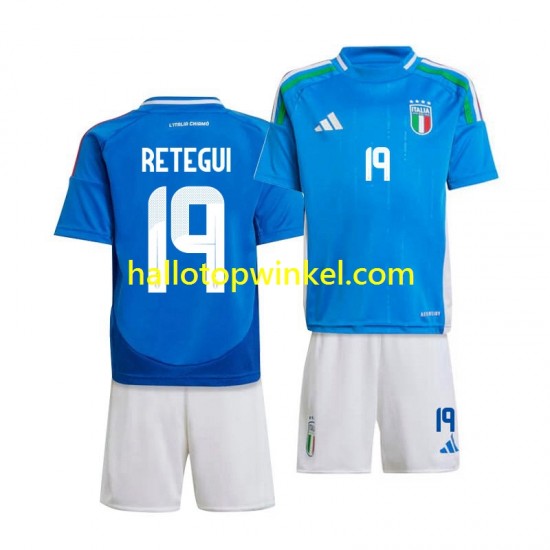 Italië Voetbalshirt Mateo Retegui 19 Kleuters/Kids Thuis Tenue 2024 Korte Mouw
