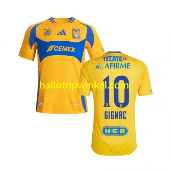 Tigres UANL Voetbalshirt Gignac 10 Heren Thuis Tenue 2024-2025 Korte Mouw