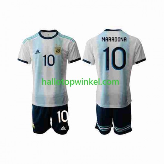 Argentinië Voetbalshirt Maradona 10 2019-2020 Kleuters/Kids Thuis Tenue Korte Mouw