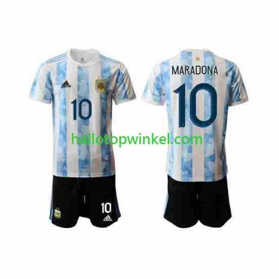 Argentinië Voetbalshirt Maradona 10 2020-2021 Kleuters/Kids Thuis Tenue Korte Mouw