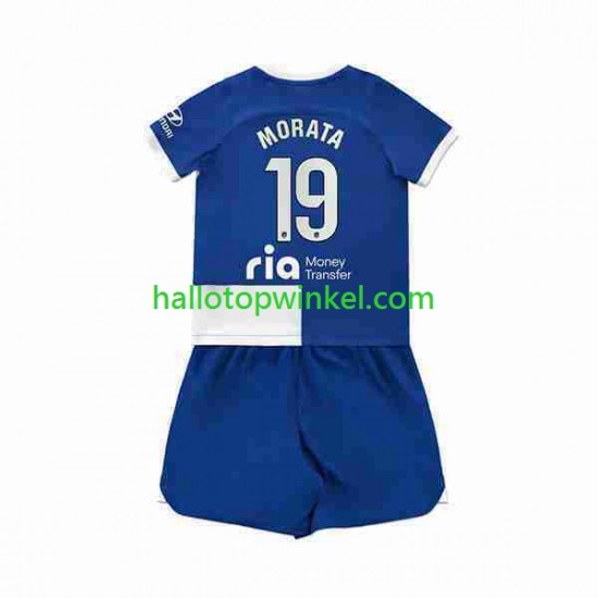 Atlético Madrid Voetbalshirt 2 Alvaro Morata 19 Kleuters/Kids Uit Tenue 2023-2024 Korte Mouw