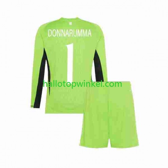 Italië Voetbalshirt Donnarumma 1 Doelman Kleuters/Kids Thuis Tenue 2023 Lange Mouw