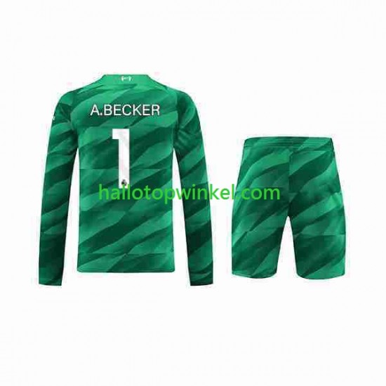 Liverpool Voetbalshirt A.Becker 1 Doelman Kleuters/Kids Thuis Tenue 2023-2024 Lange Mouw