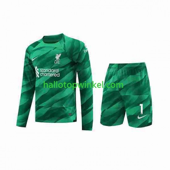Liverpool Voetbalshirt A.Becker 1 Doelman Kleuters/Kids Thuis Tenue 2023-2024 Lange Mouw