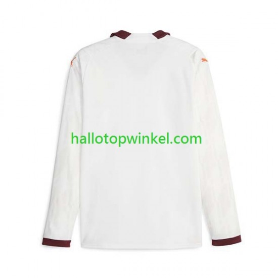 Manchester City Voetbalshirt Heren Uit Tenue 2023-2024 Lange Mouw