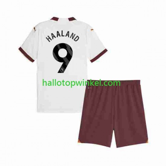 Manchester City Voetbalshirt Erling Haaland 9 Kleuters/Kids Uit Tenue 2023-2024 Korte Mouw