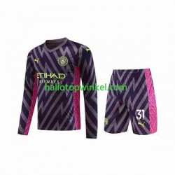 Manchester City Voetbalshirt Ederson Moraes 31 Doelman Kleuters/Kids Uit Tenue 2023-2024 Lange Mouw