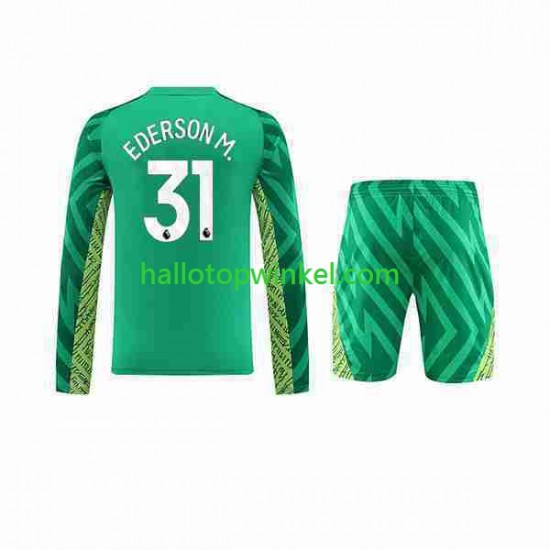 Manchester City Voetbalshirt Ederson Moraes 31 Doelman Kleuters/Kids Thuis Tenue 2023-2024 Lange Mouw