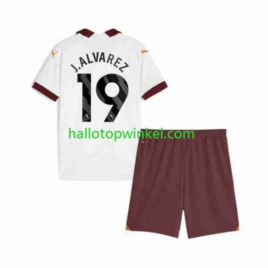 Manchester City Voetbalshirt Julian Alvarez 19 Kleuters/Kids Uit Tenue 2023-2024 Korte Mouw