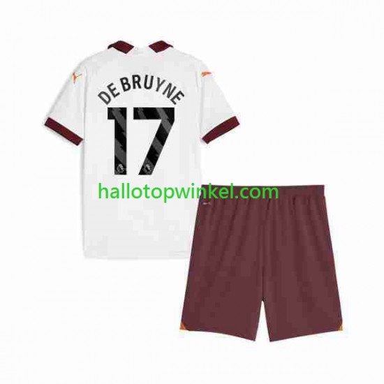 Manchester City Voetbalshirt Kevin De Bruyne 17 Kleuters/Kids Uit Tenue 2023-2024 Korte Mouw
