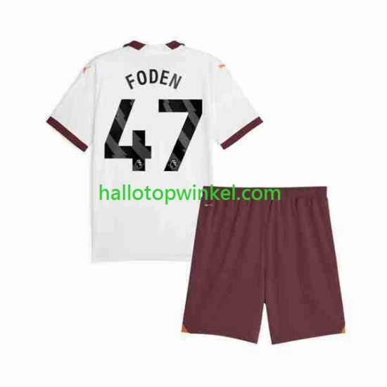 Manchester City Voetbalshirt Phil Foden 47 Kleuters/Kids Uit Tenue 2023-2024 Korte Mouw