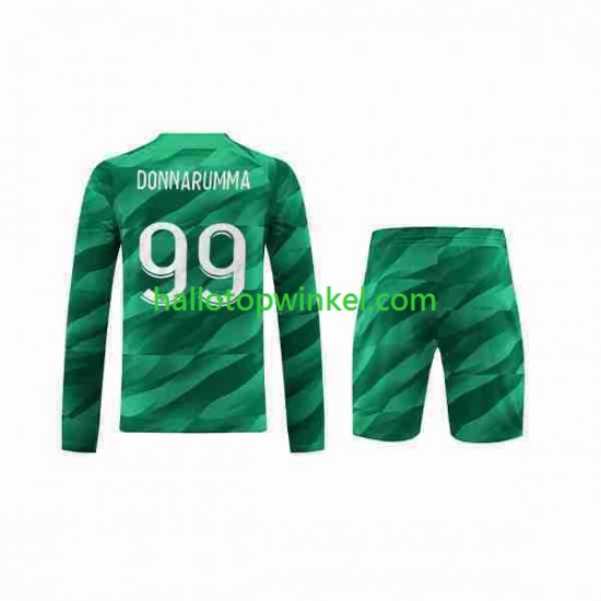 Paris Saint-Germain Voetbalshirt Donnarumma 99 Doelman Kleuters/Kids Thuis Tenue 2023-2024 Lange Mouw