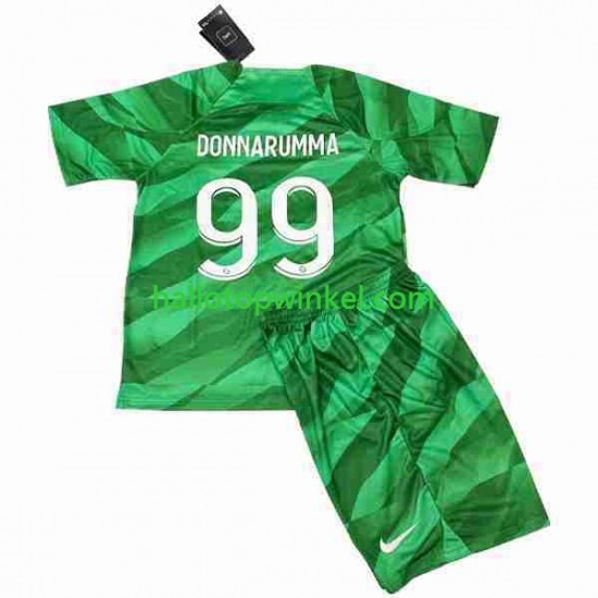 Paris Saint-Germain Voetbalshirt Donnarumma 99 Doelman Kleuters/Kids Thuis Tenue 2023-2024 Korte Mouw