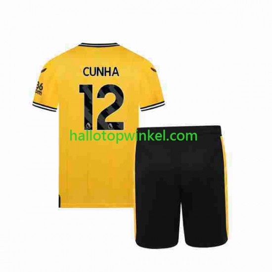 Wolverhampton Wanderers Voetbalshirt CUNHA 12 Kleuters/Kids Thuis Tenue 2023-2024 Korte Mouw