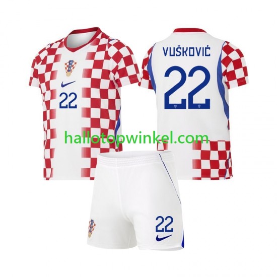 Kroatië Voetbalshirt Luka Vuskovic 22 Kleuters/Kids Thuis Tenue WK 2026 Korte Mouw
