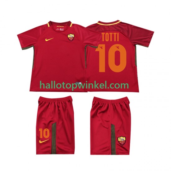 AS Roma Voetbalshirt Totti 10 2017-2018 Retro Kleuters/Kids Thuis Tenue Korte Mouw