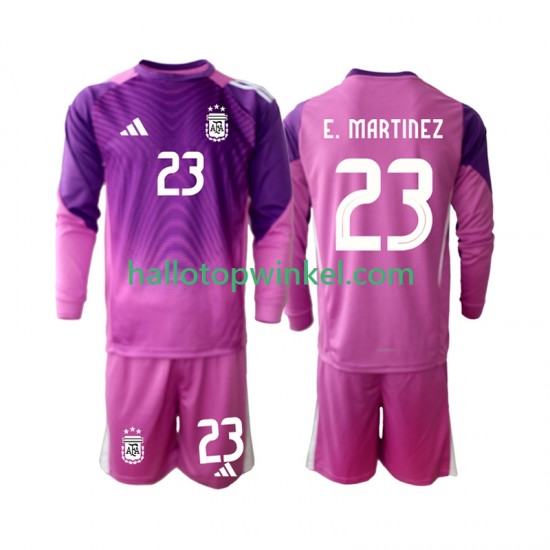 Argentinië Voetbalshirt Emiliano Martinez 23 Doelman Kleuters/Kids Thuis Tenue 2025 Lange Mouw