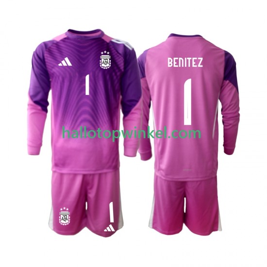 Argentinië Voetbalshirt Walter Daniel Benitez 1 Doelman Kleuters/Kids Thuis Tenue 2025 Lange Mouw
